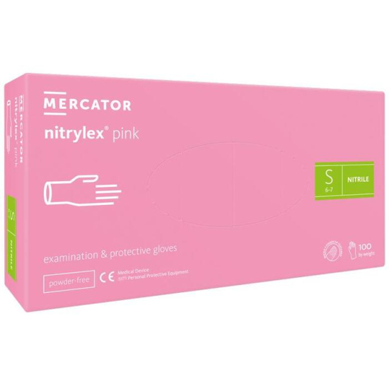 Перчатки нитриловые Nitrylex Pink 100 шт, размер S